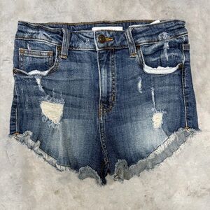 Eunina Lulu High Rise Cut Off Shortie Jean Shorts Distressed Size S